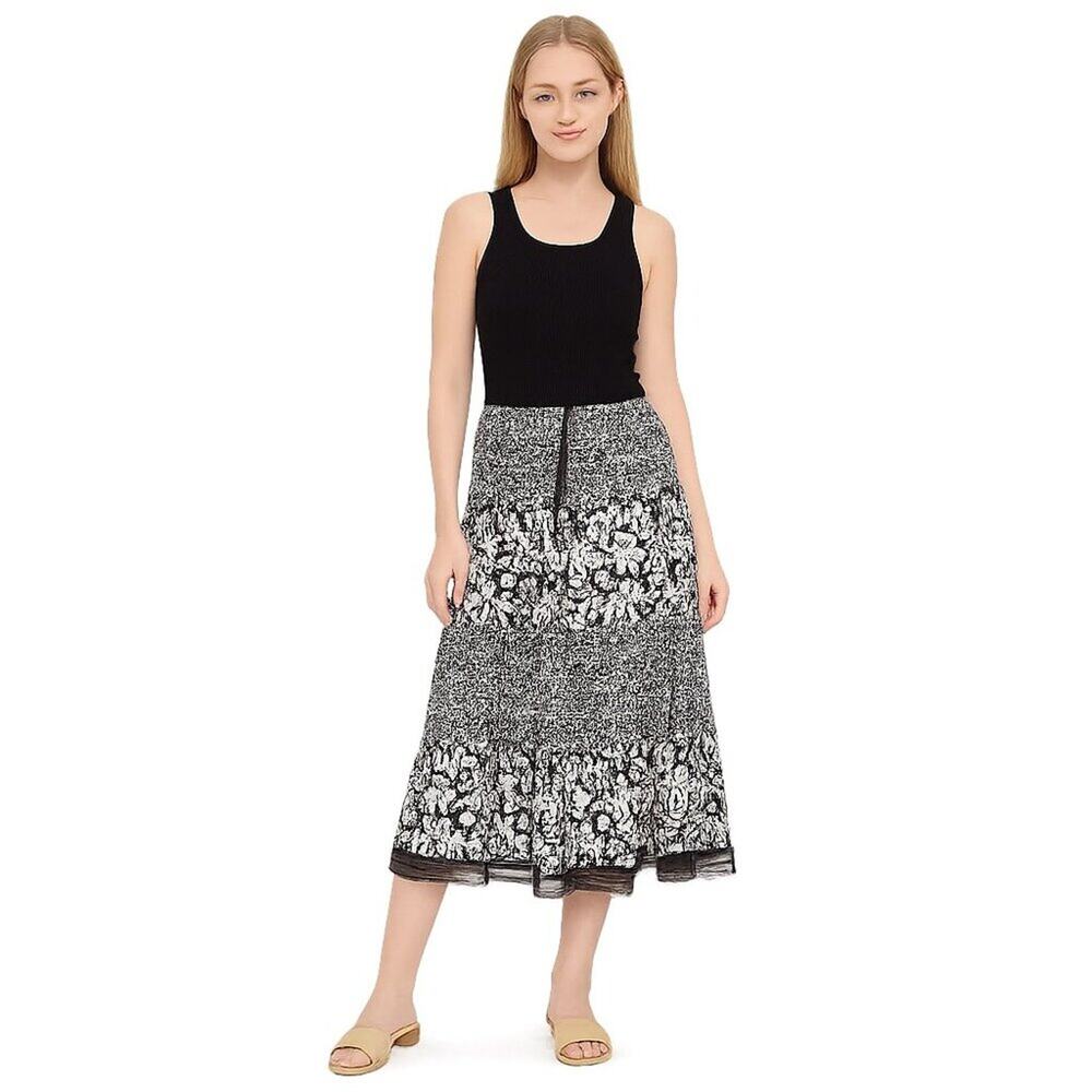 2/$30 White House Black Market Tiered Skirt Floral Print Silk XS #A0725